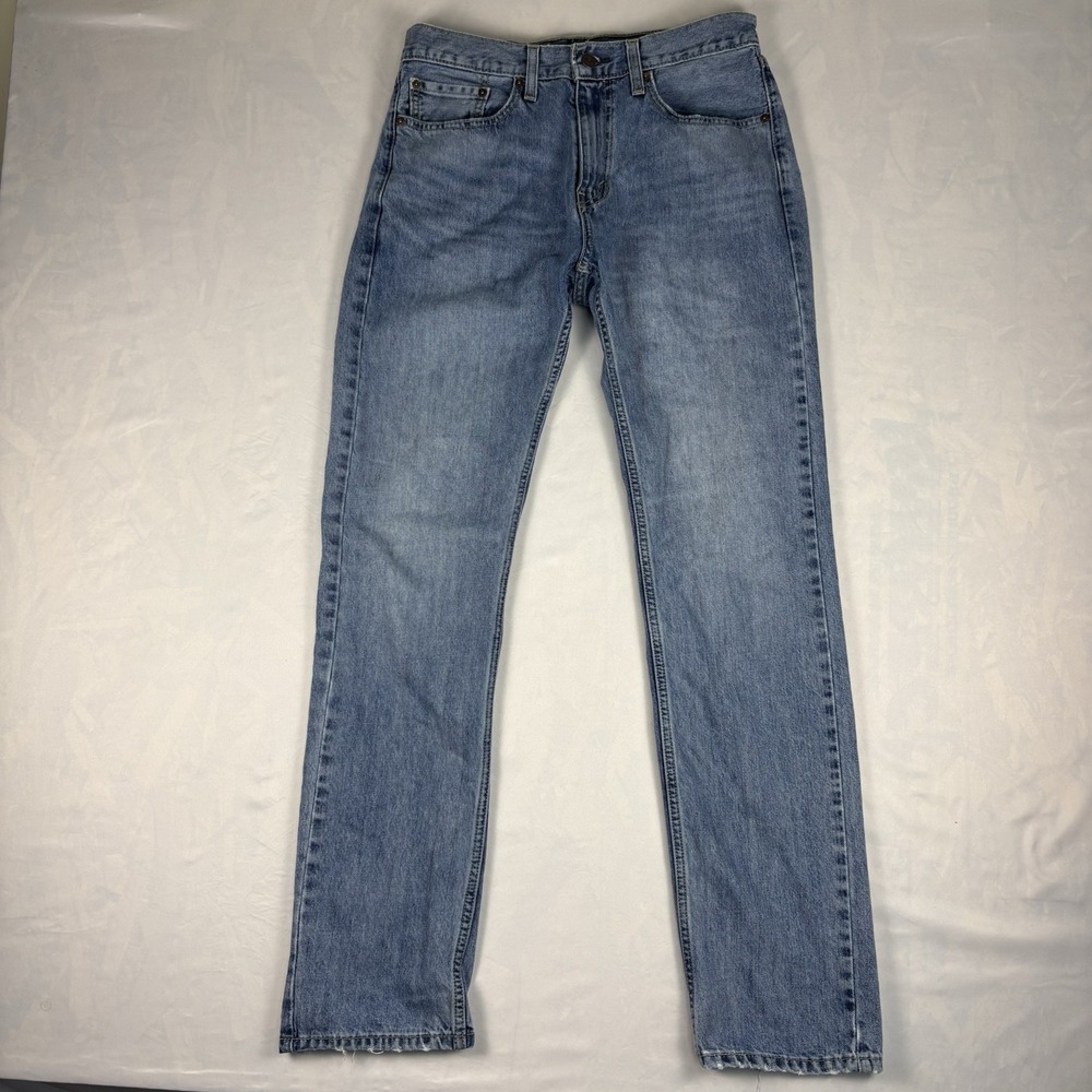 Levis 505 Regular Fit Straight Jeans Mens 31x34 Light Wash Denim Red Tab - Picture 1 of 4